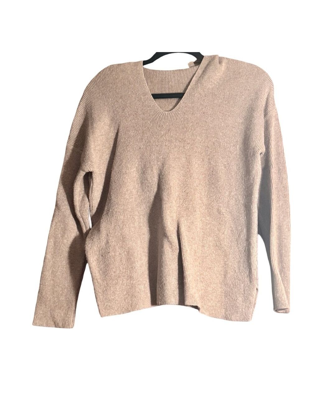 Tahari Women's Hooded V-Neck Sweater in Beige